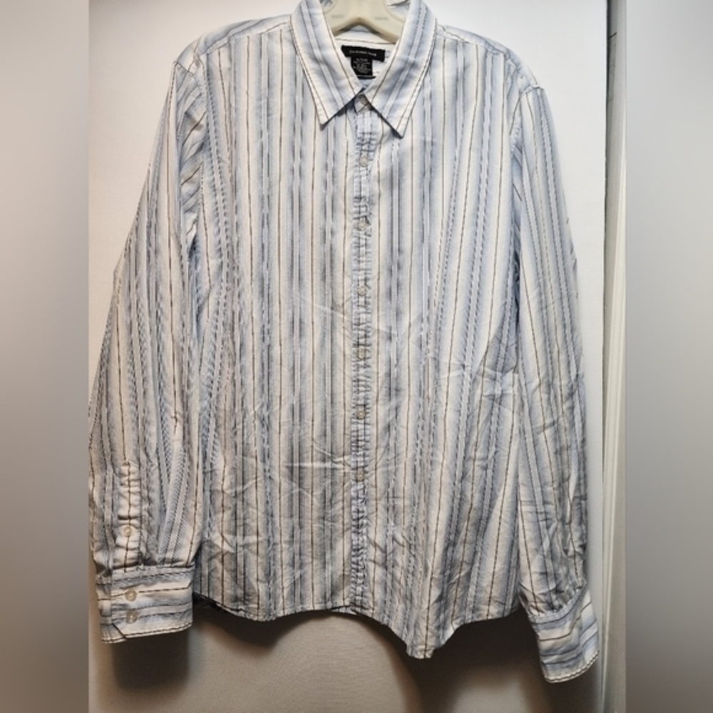 Calvin Klein Jeans Cotton‎ Blue Stipe Button Down Shirt XL - Picture 5 of 11